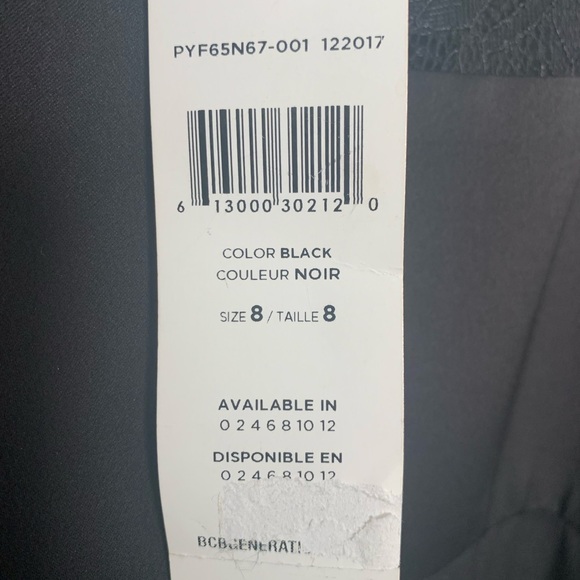 BCBG Black Satin Slip Dress with lace detail and slit. New with tags. Size 8 - Picture 4 of 7